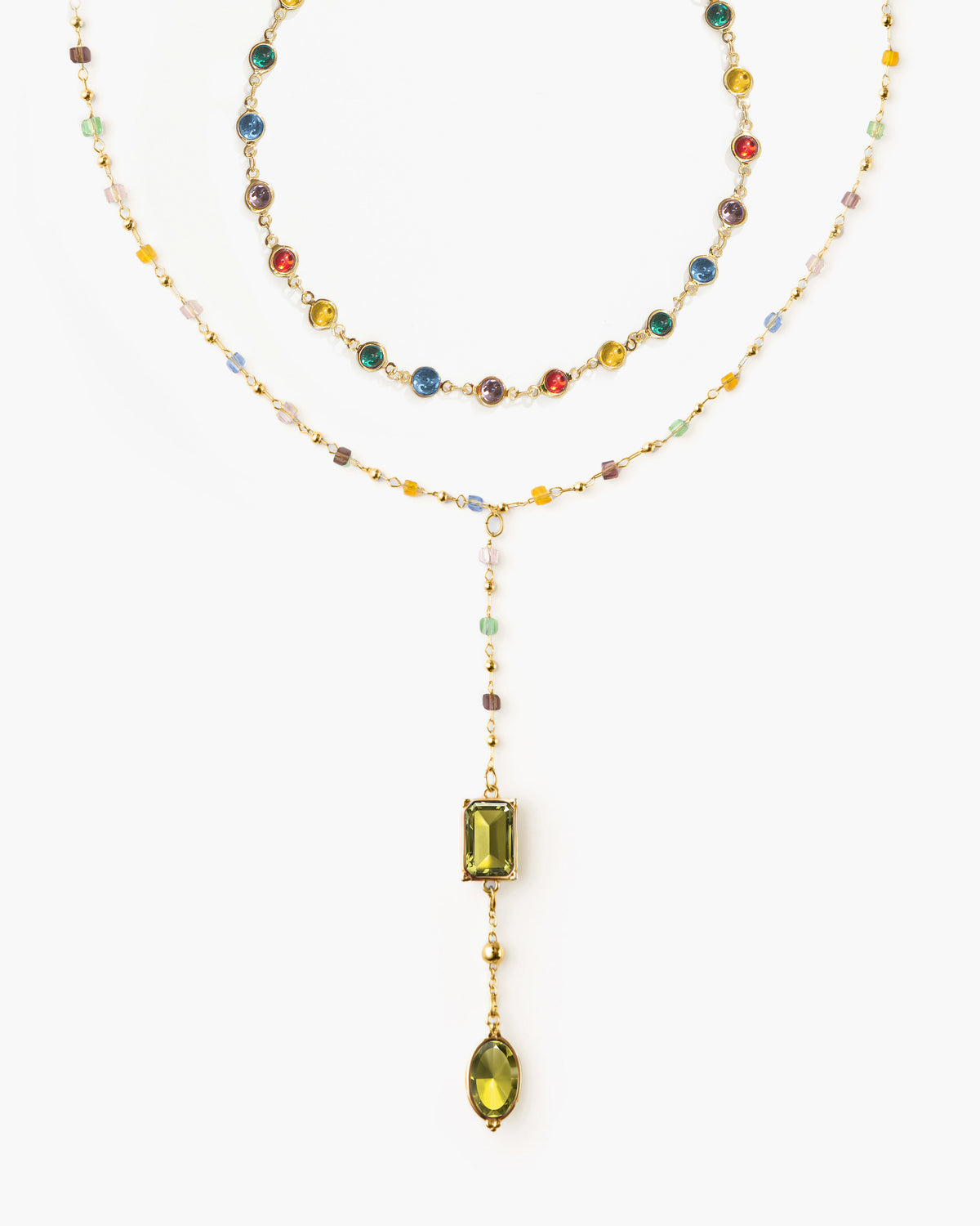 Rainbow Bead Necklace Set - en route jewelry