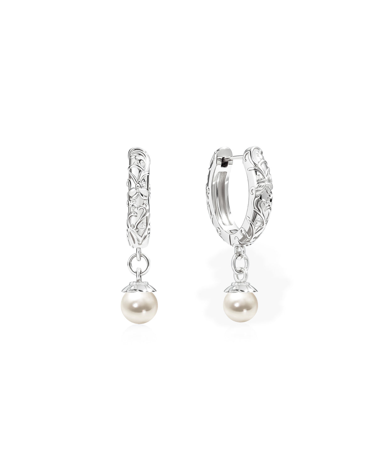 Serenade of Orchid Pearl Hoops in Silver