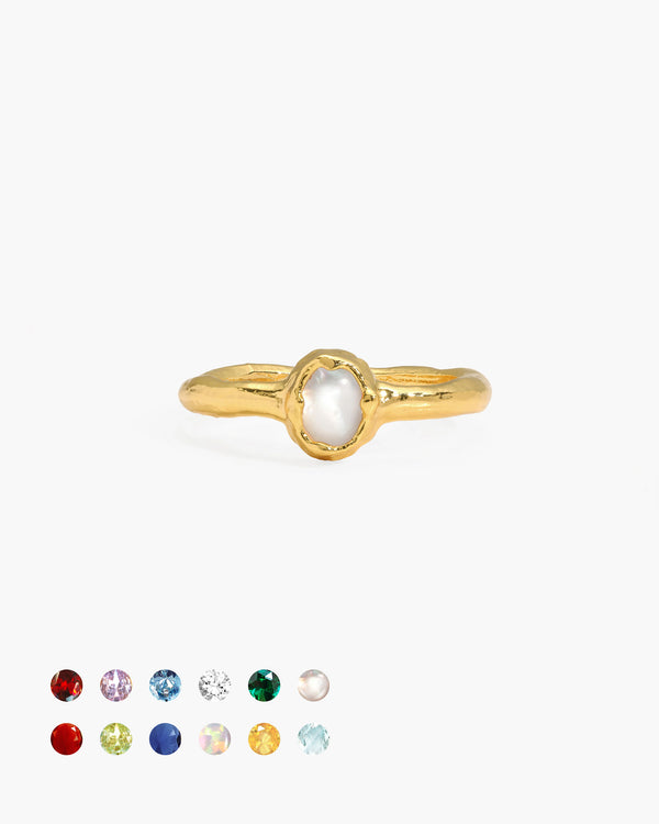 Anillo de piedra natal en oro - enero