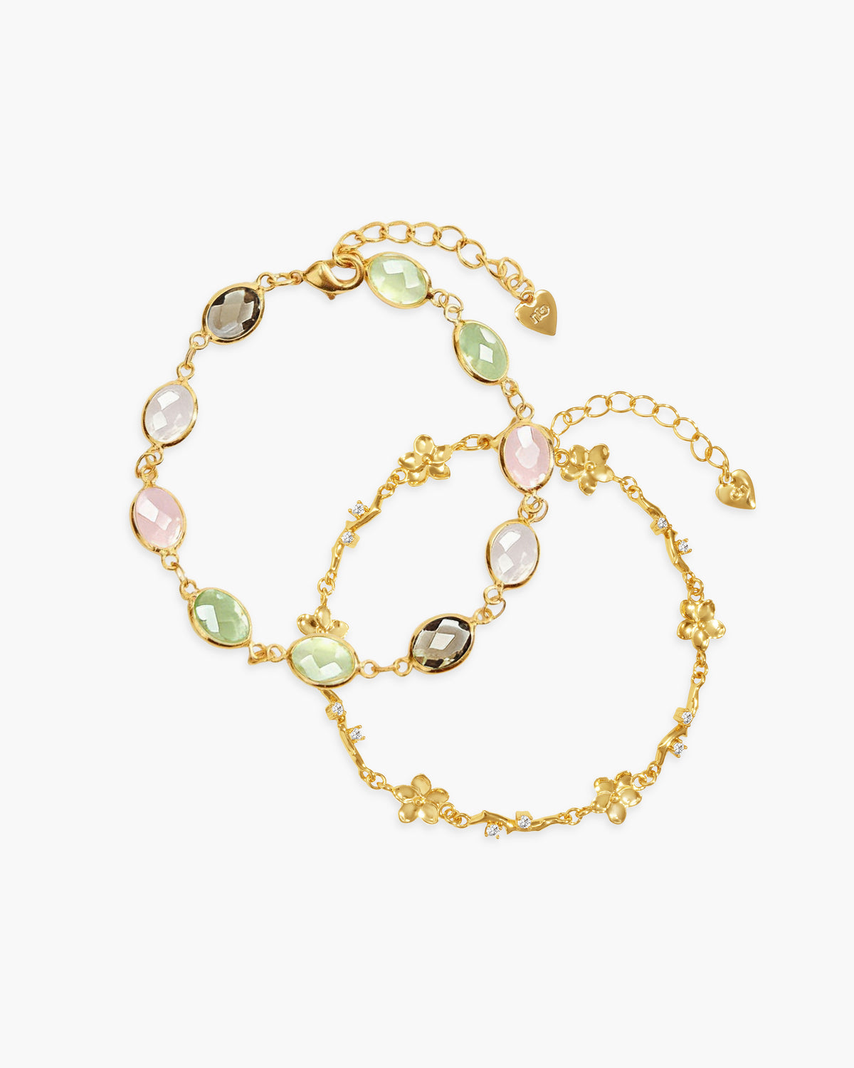 Conjunto de pulseras florales de piedra y hiedra con encanto romántico