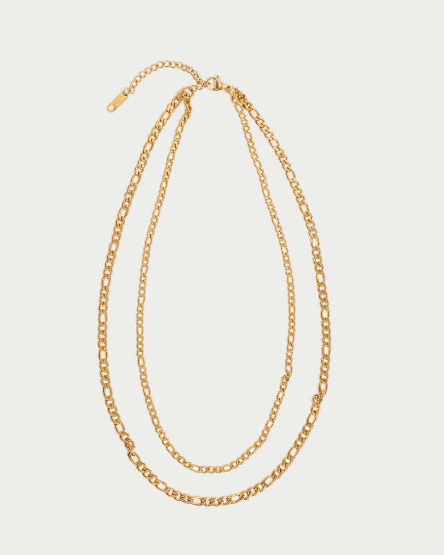 Gold Layered Figaro Chain Necklace