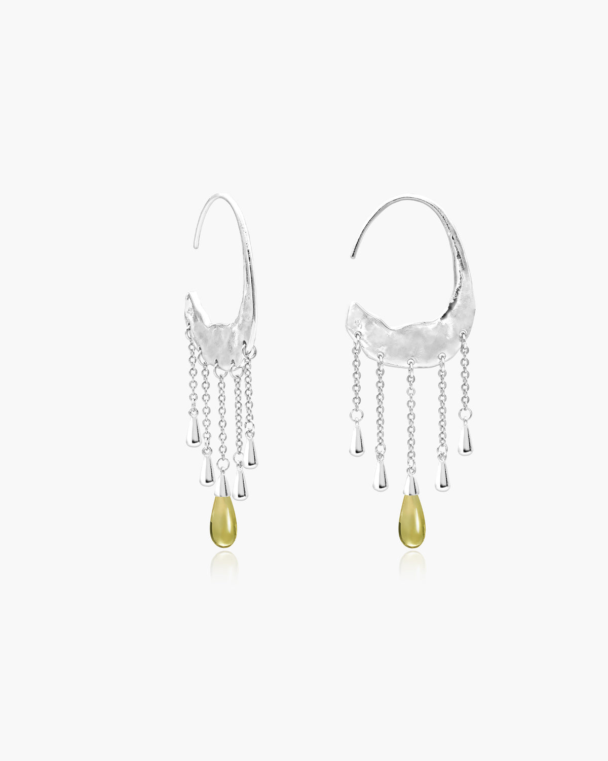 Crescent Tassel Drop Earrings in Gold