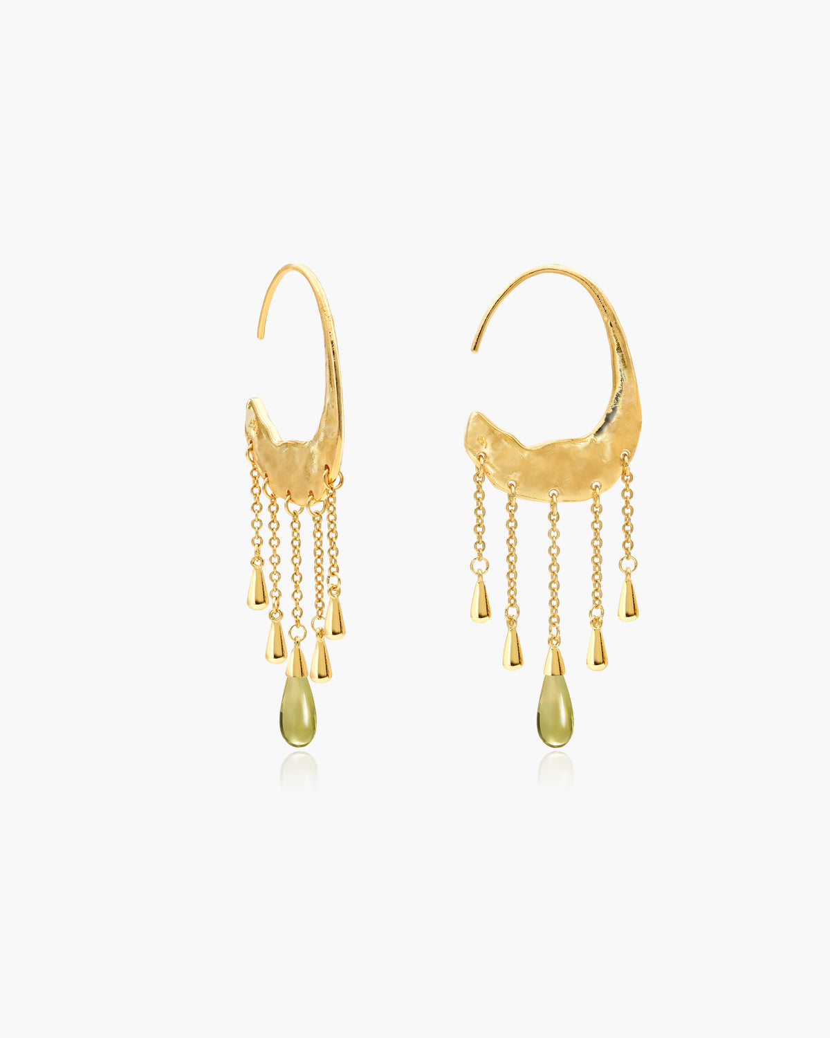 Crescent Tassel Drop Earrings in Gold