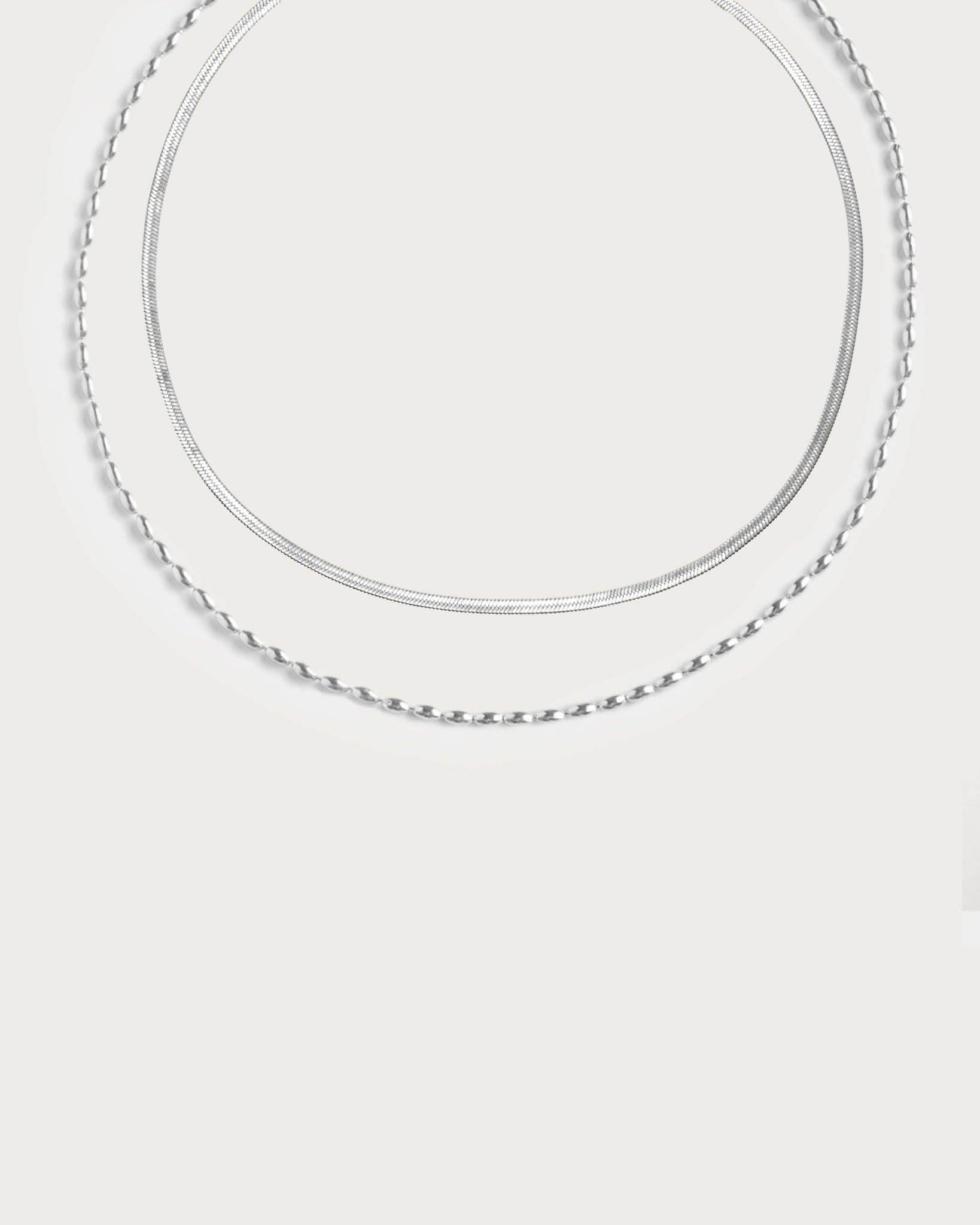 Silver Chain Necklace Set