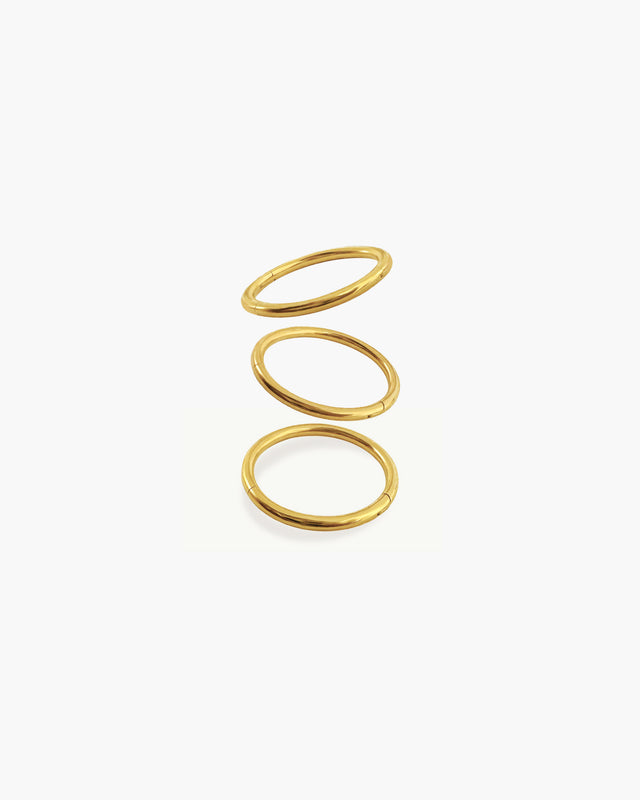3 Pcs Hoop Helix Earring Set in Gold