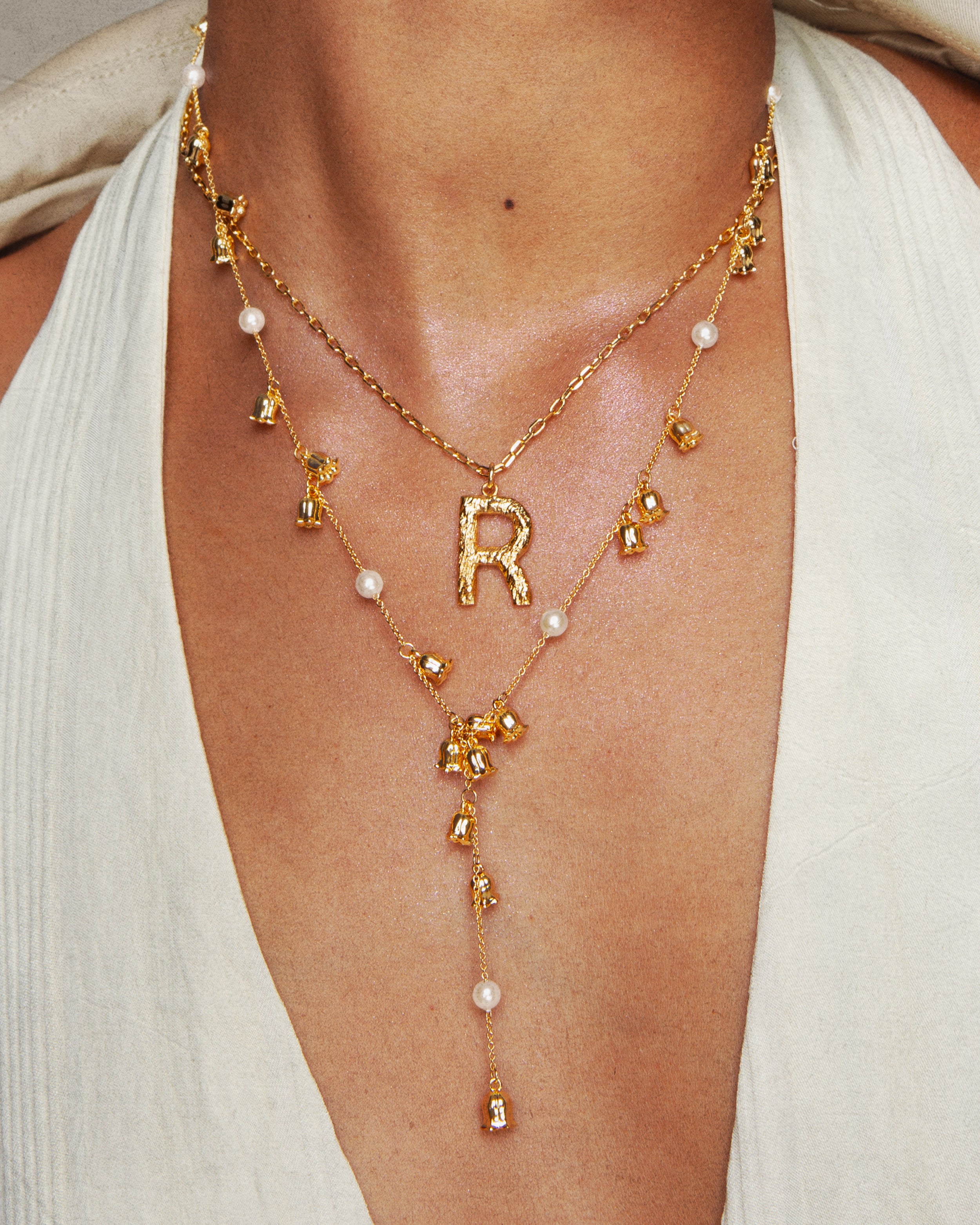 Lily of the Valley Pearl Lariat Necklace