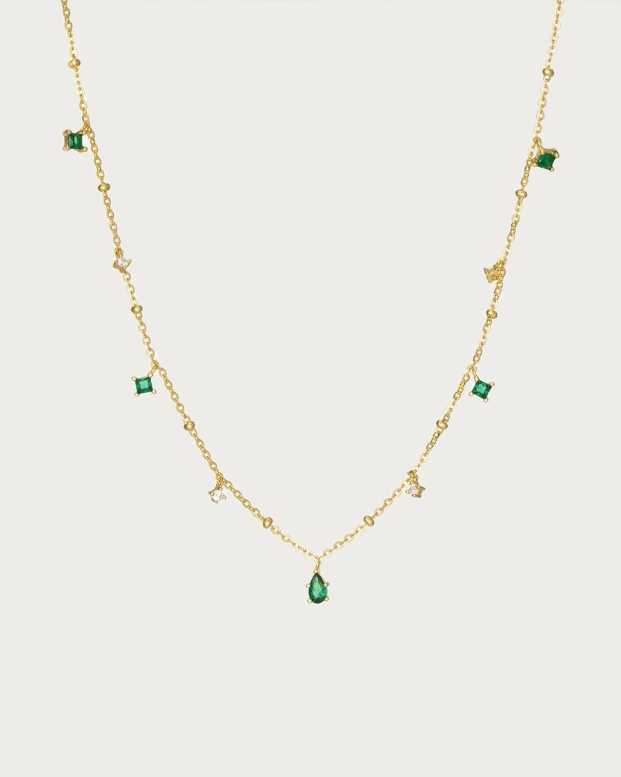 Silver Elysee Collier in Emerald Green