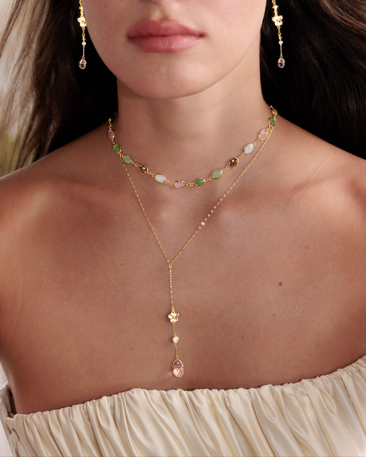Whimsical Romance & Petal Lariat Necklace Set