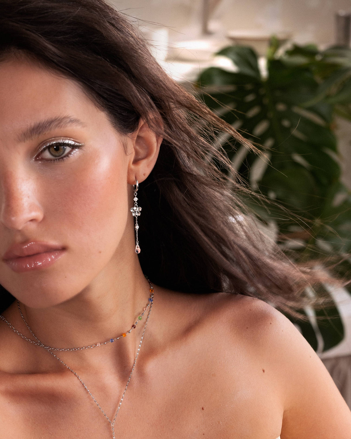 Petal Drop Earrings in Silver