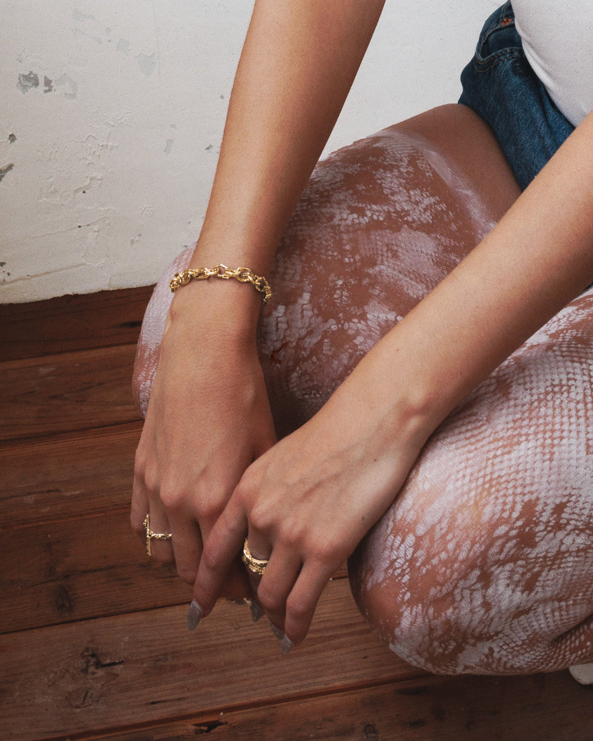 Molten Dual Chain Bracelet in Gold- En Route Jewelry