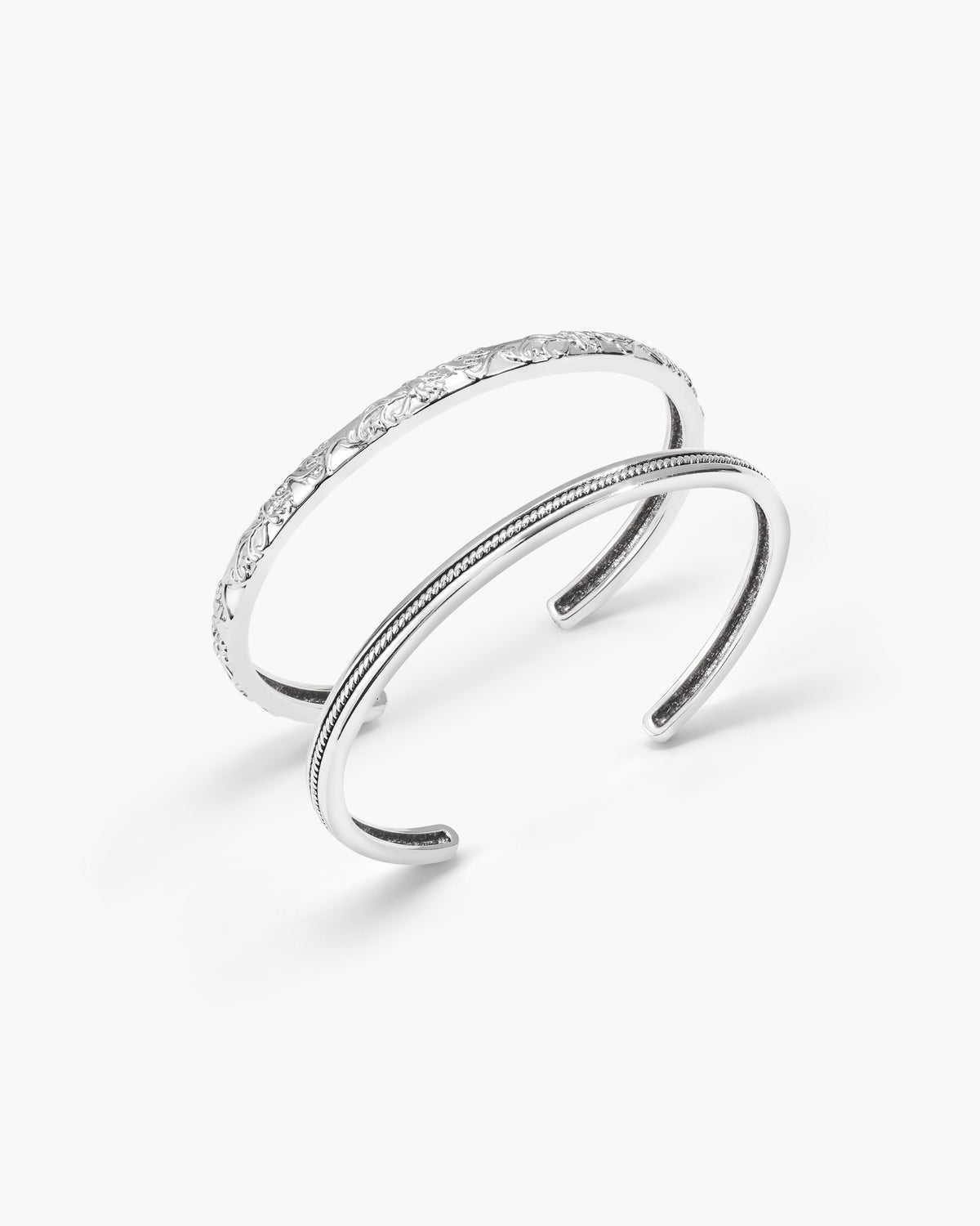 Orchid Stacking Bangle Set in Silver - en route jewelry