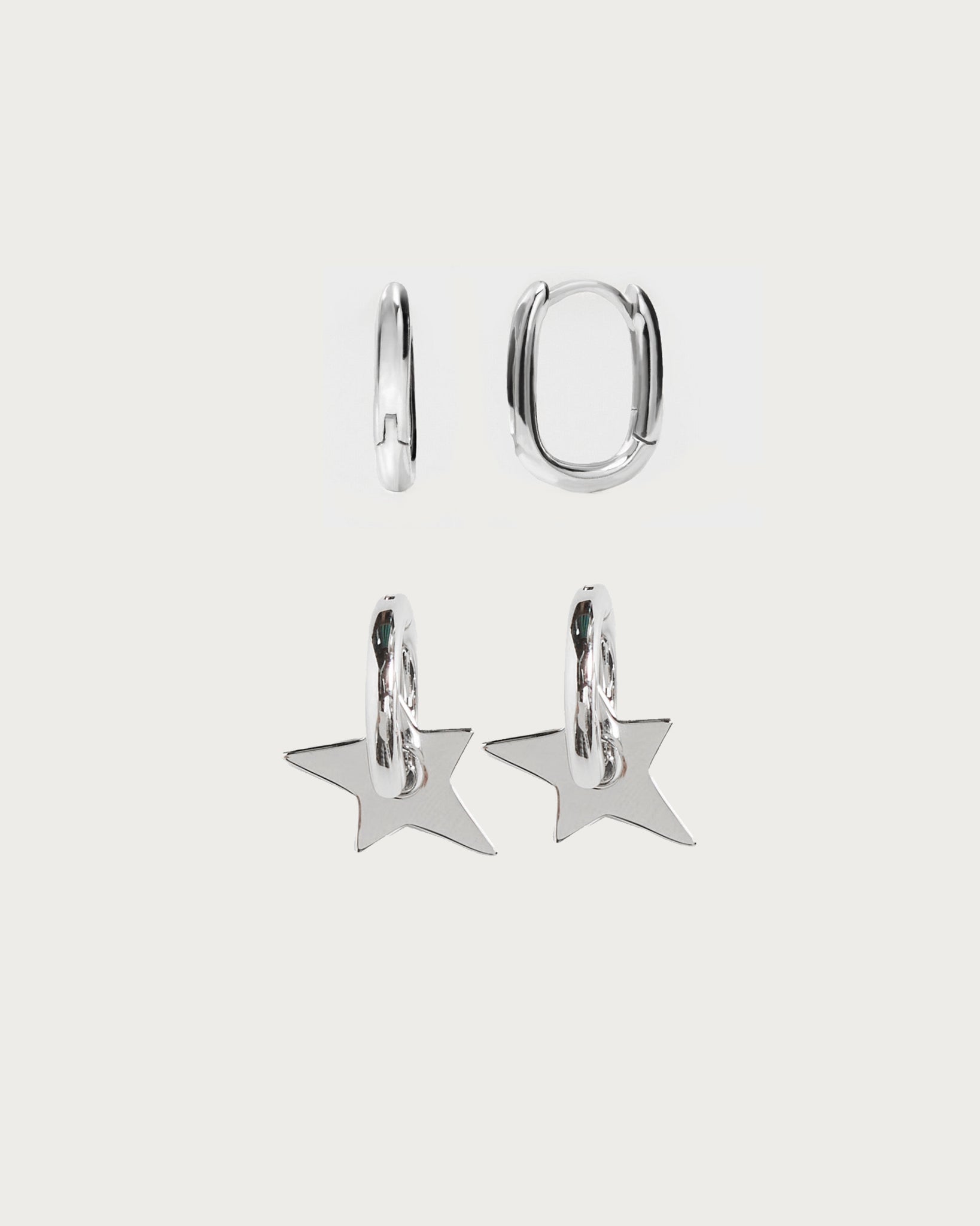 Silver Star Hoop Ohrringe Set