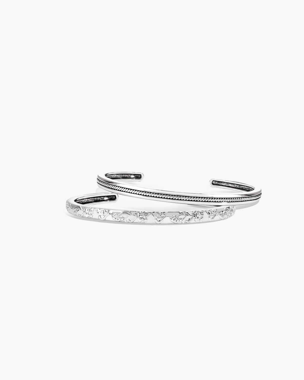 Orchid Stacking Bangle Set in Silver - en route jewelry