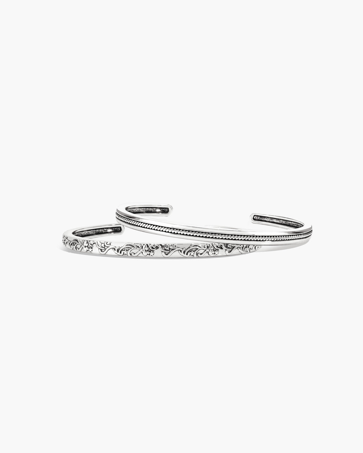Orchid Stacking Bangle Set in Silver