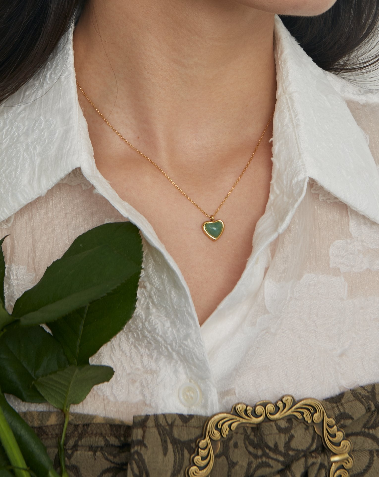 Green Aventurine Heart Necklace
