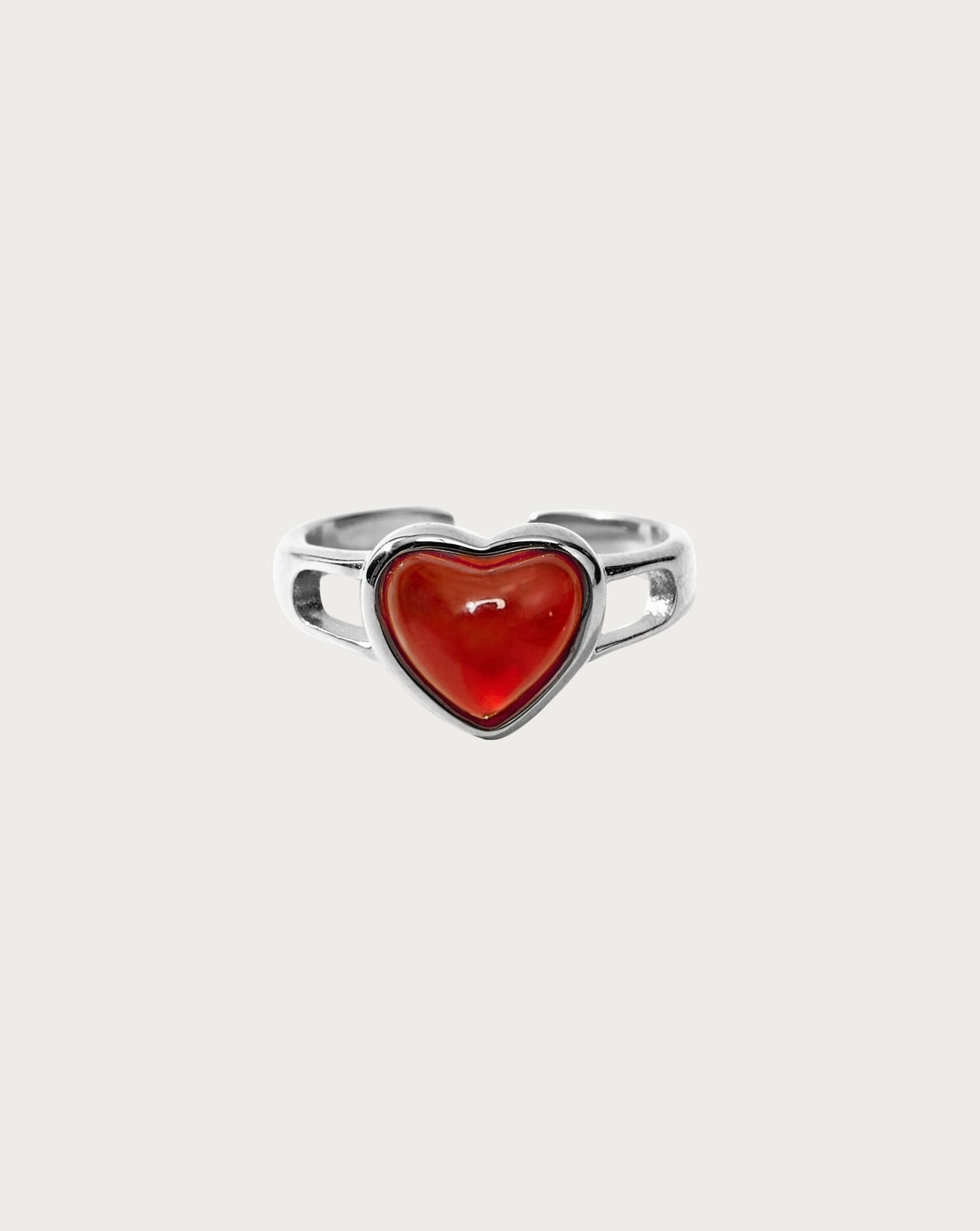 Carnelian Heart Ring in Silver