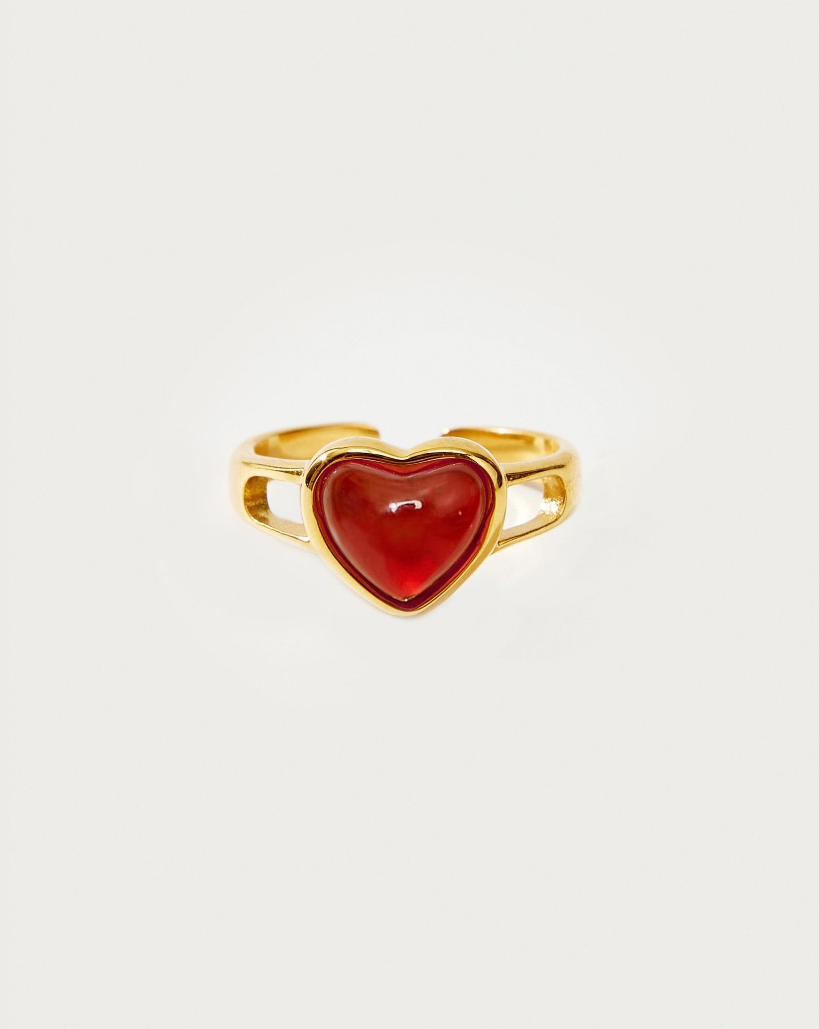 Carnelian Heart Ring in Silver