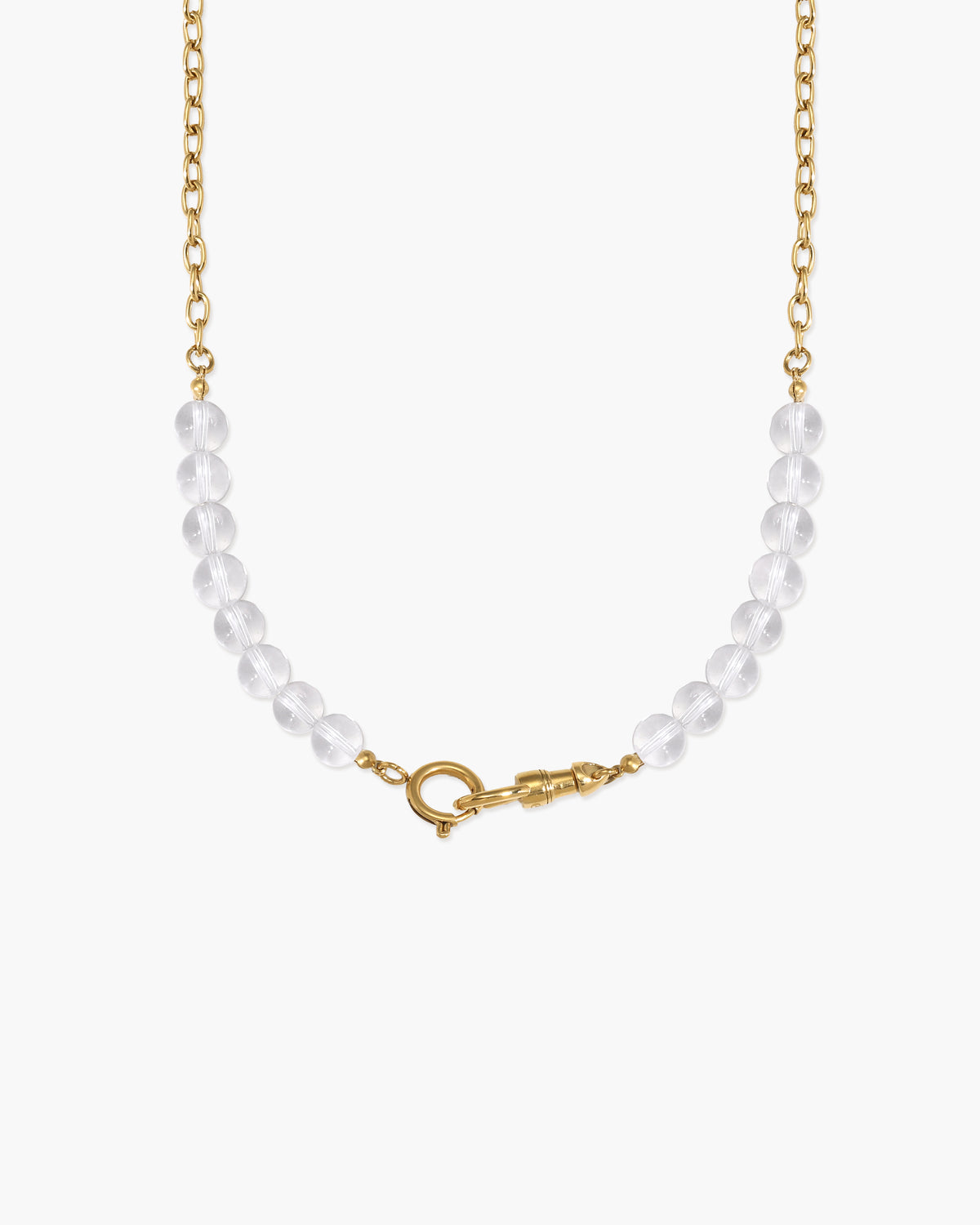 Clear Quartz Beaded Necklace with Charm Holder Clasp - En Route Jewelry