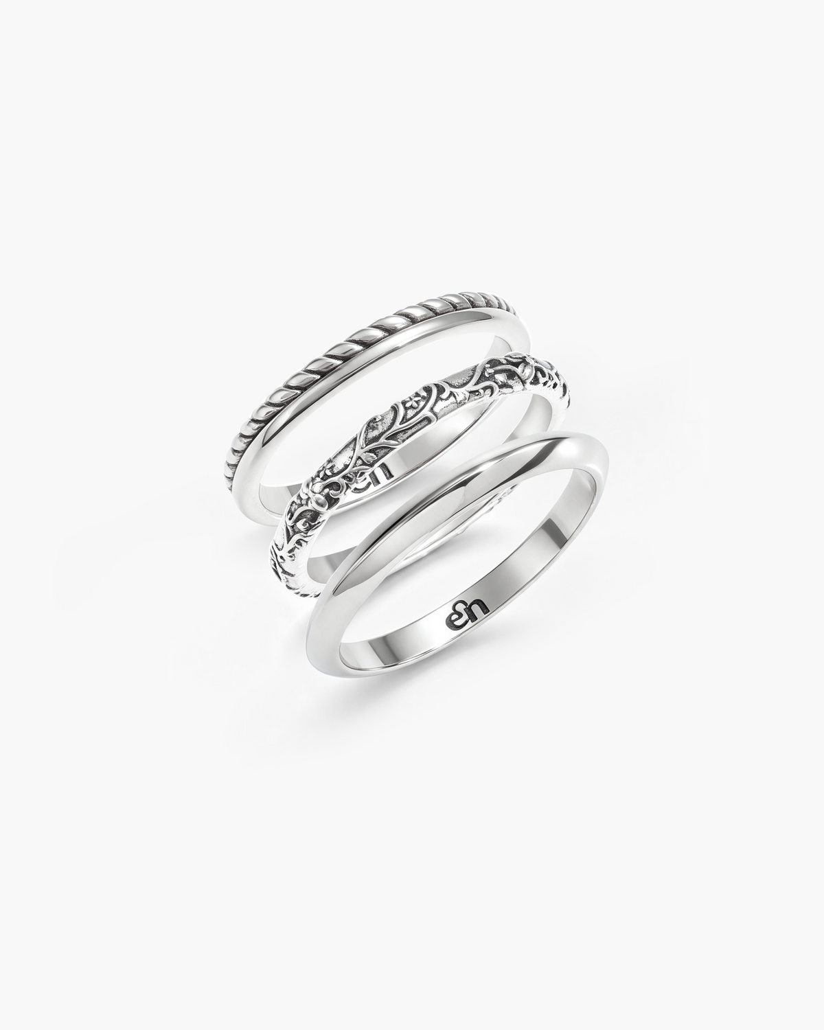 Orchid Stacking Ring Set in Silver