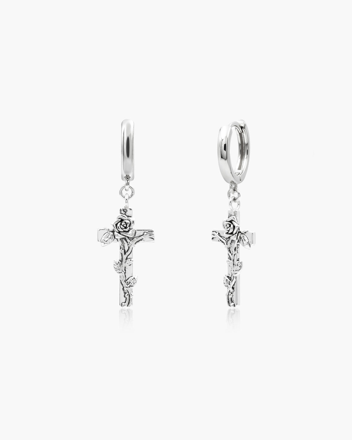 Wild Rose Cross Earrings in Gold
