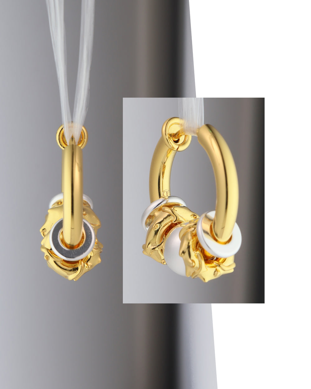 3 Pcs Hoop Helix Earring Set in Gold