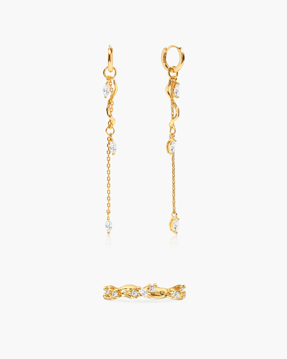 Juego de pendientes colgantes Aria Vine y anillo Moonlit Ivy