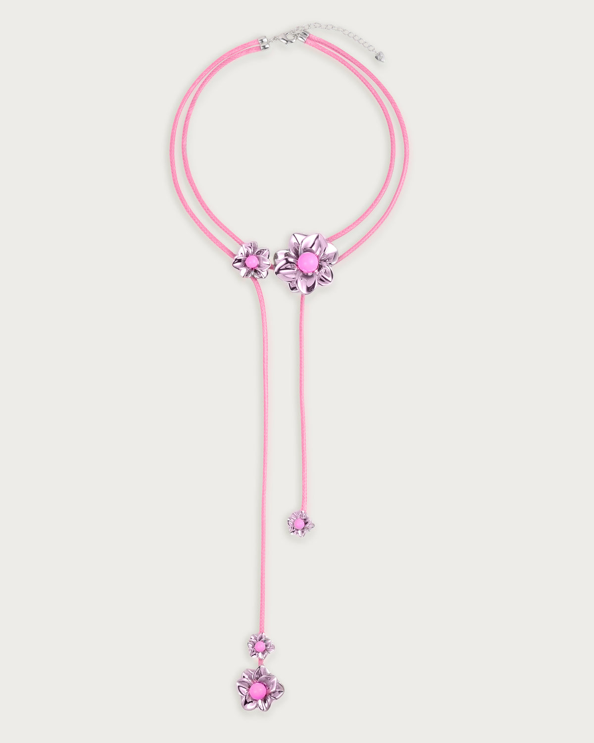 Branchlet Cord Necklace in Metallic Pink