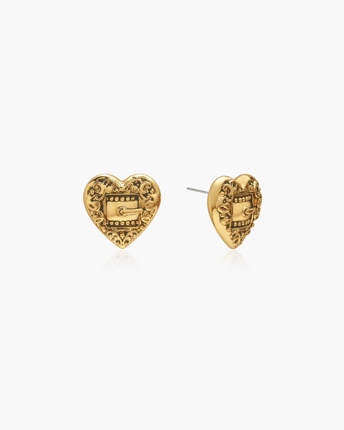 Belted Heart Stud Earrings in Silver