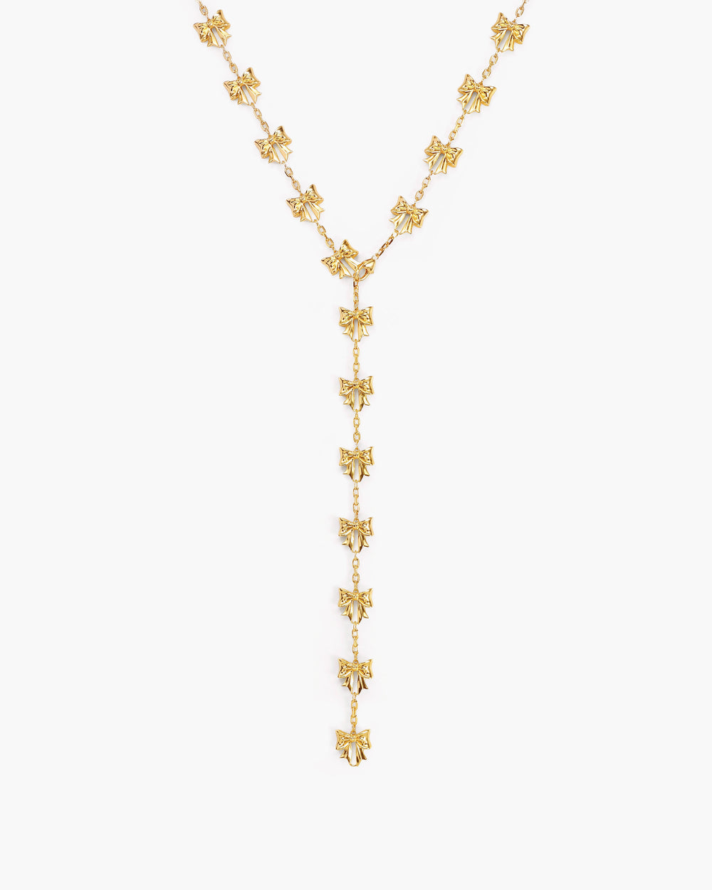 Bow Lariat Long Necklace in Gold - En Route Jewelry