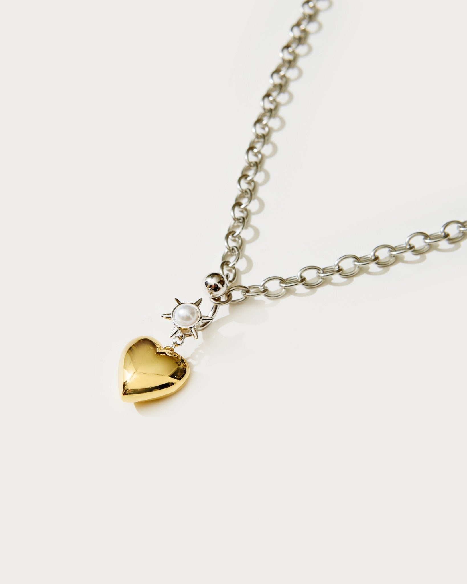 Duet Mixed Heart Necklace With Pearl
