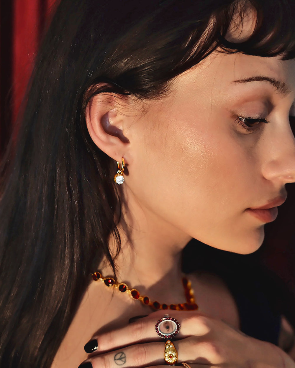 Orecchini a Cerchio Staccabili in Stile Georgiano in Oro