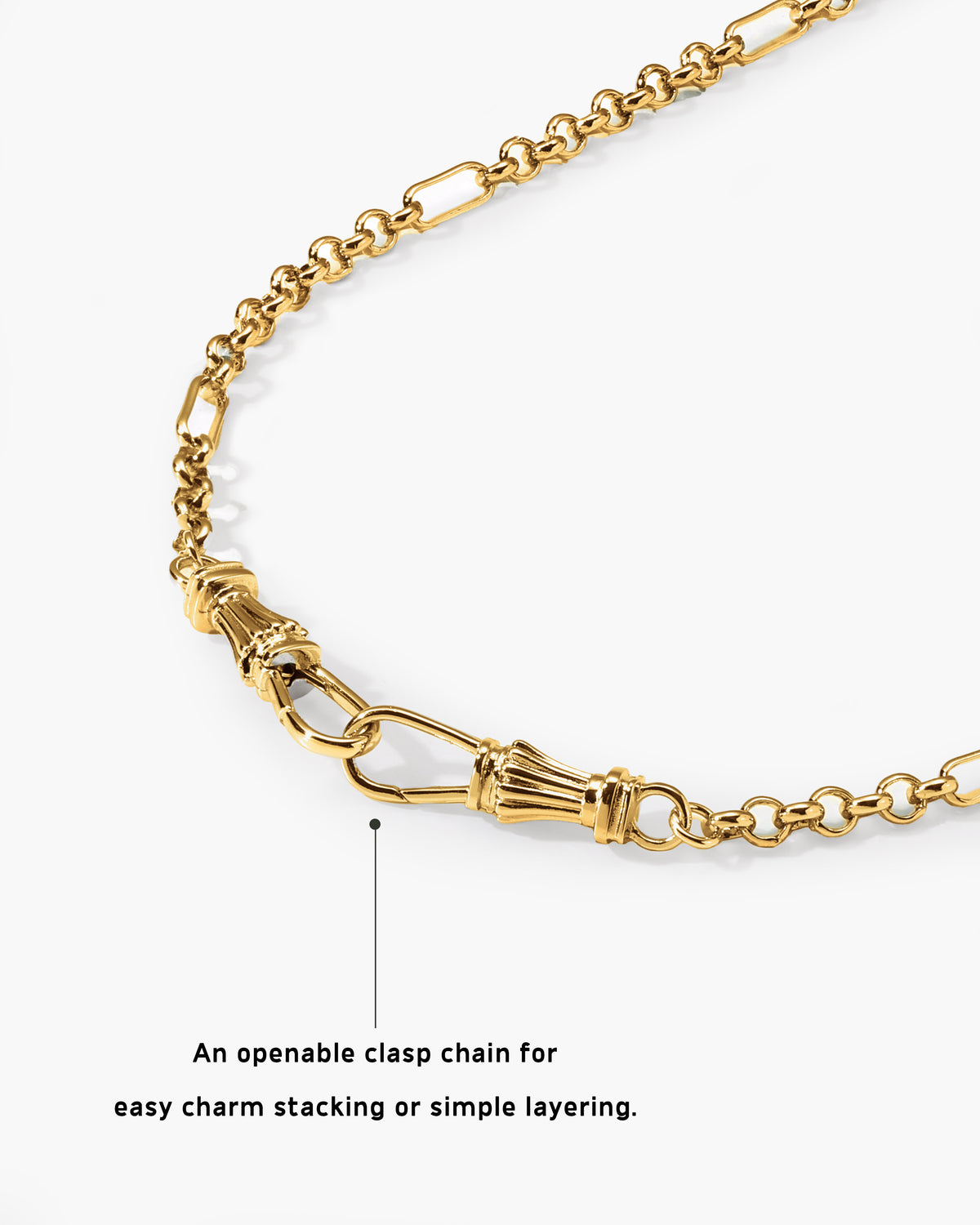 Deco Clasp Chain Necklace in Gold