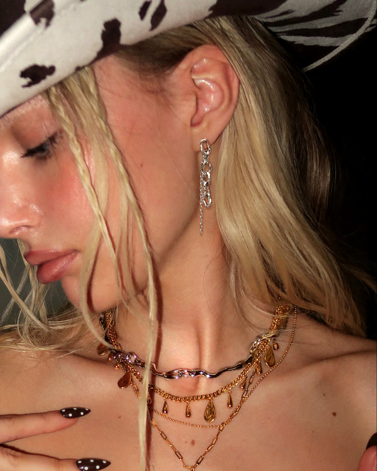 Molten Dual Chain Drop Earrings - En Route Jewelry