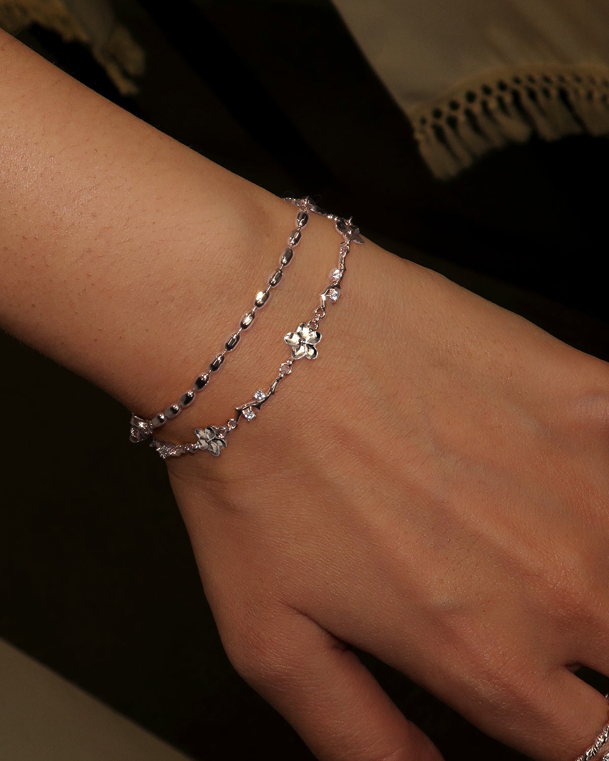 Pulsera floral Ivy en plata