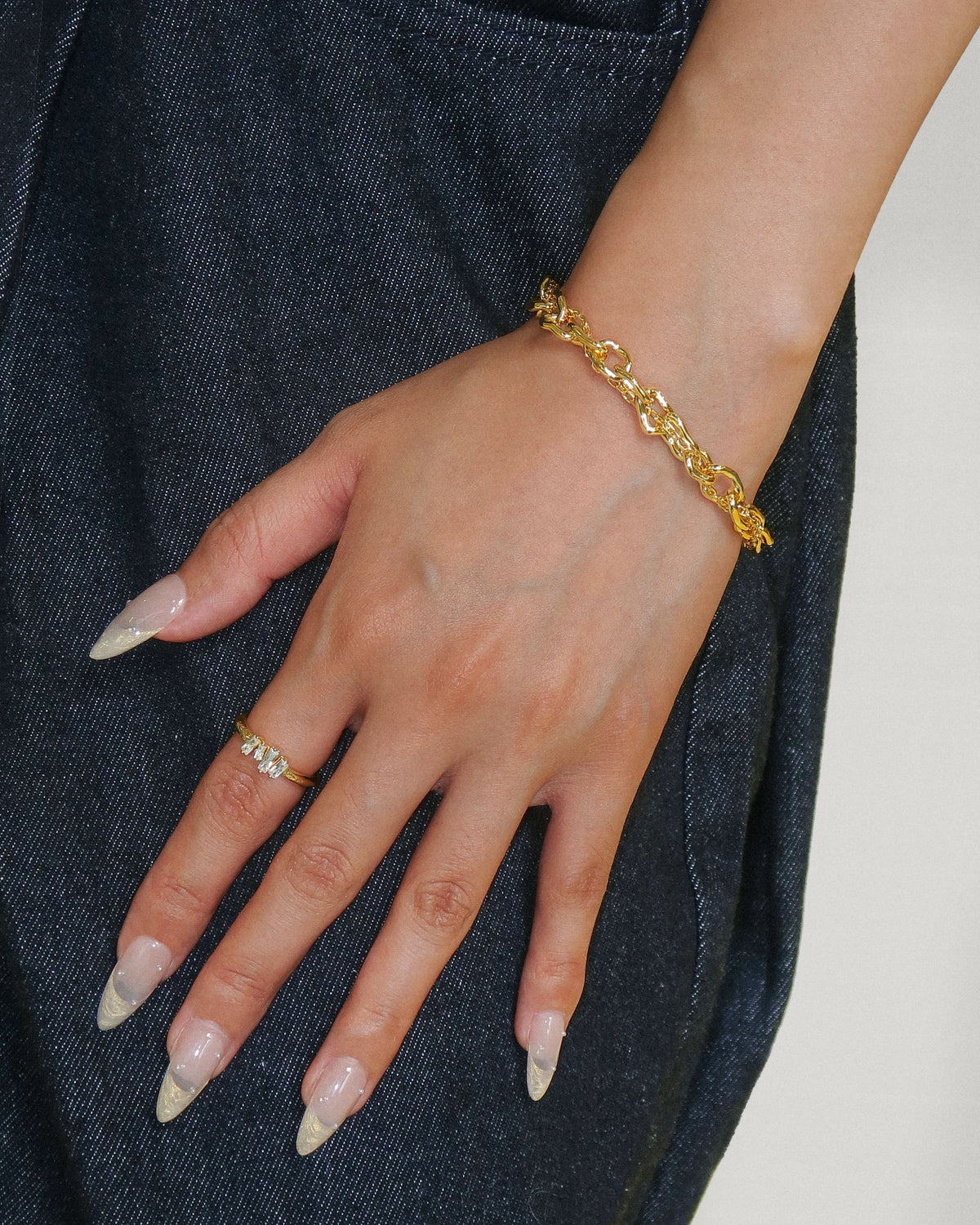 Molten Dual Chain Bracelet in Gold - en route jewelry