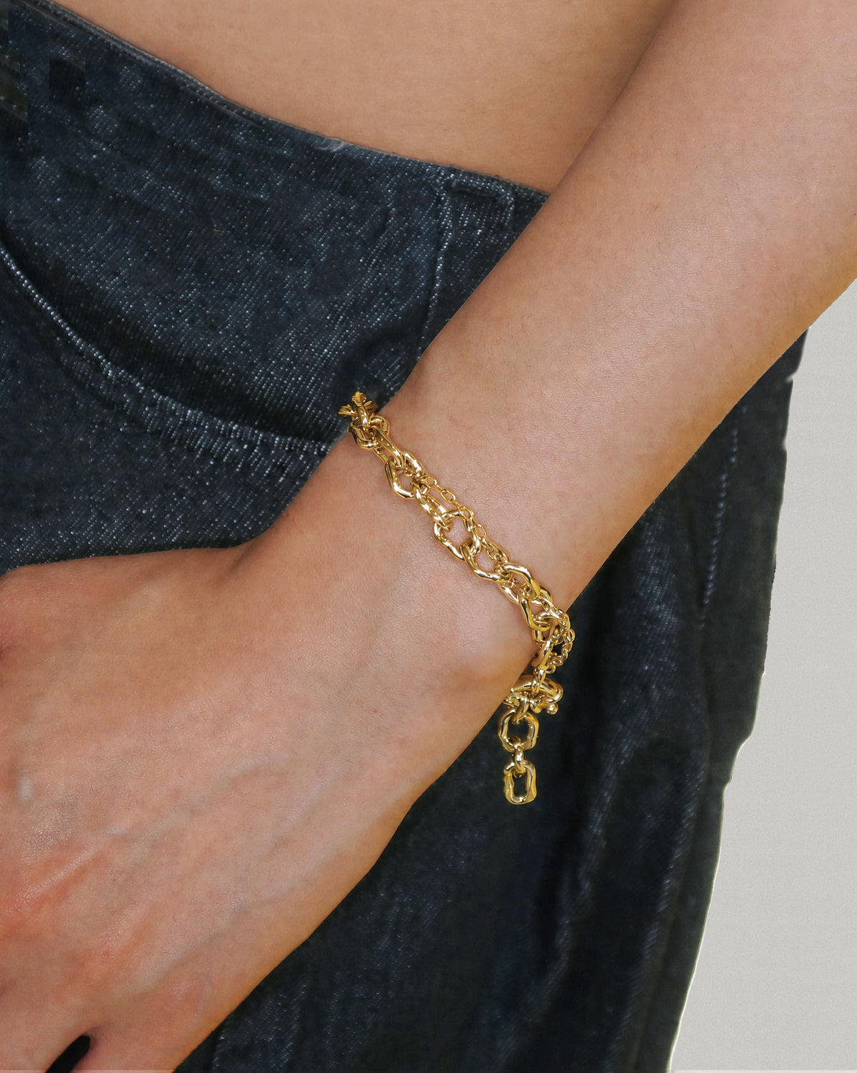 Molten Dual Chain Bracelet in Gold - en route jewelry