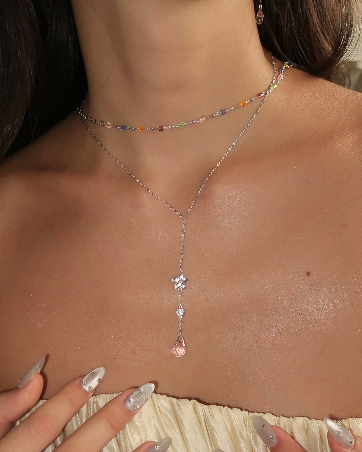 Collier sautoir « Petal » en argent