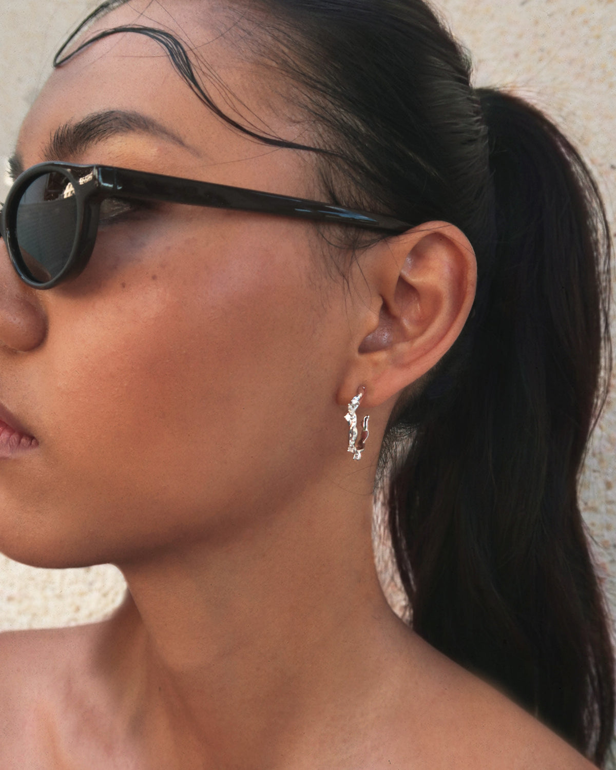 Moonlit Ivy Hoops Earrings in Silver - En Route Jewelry