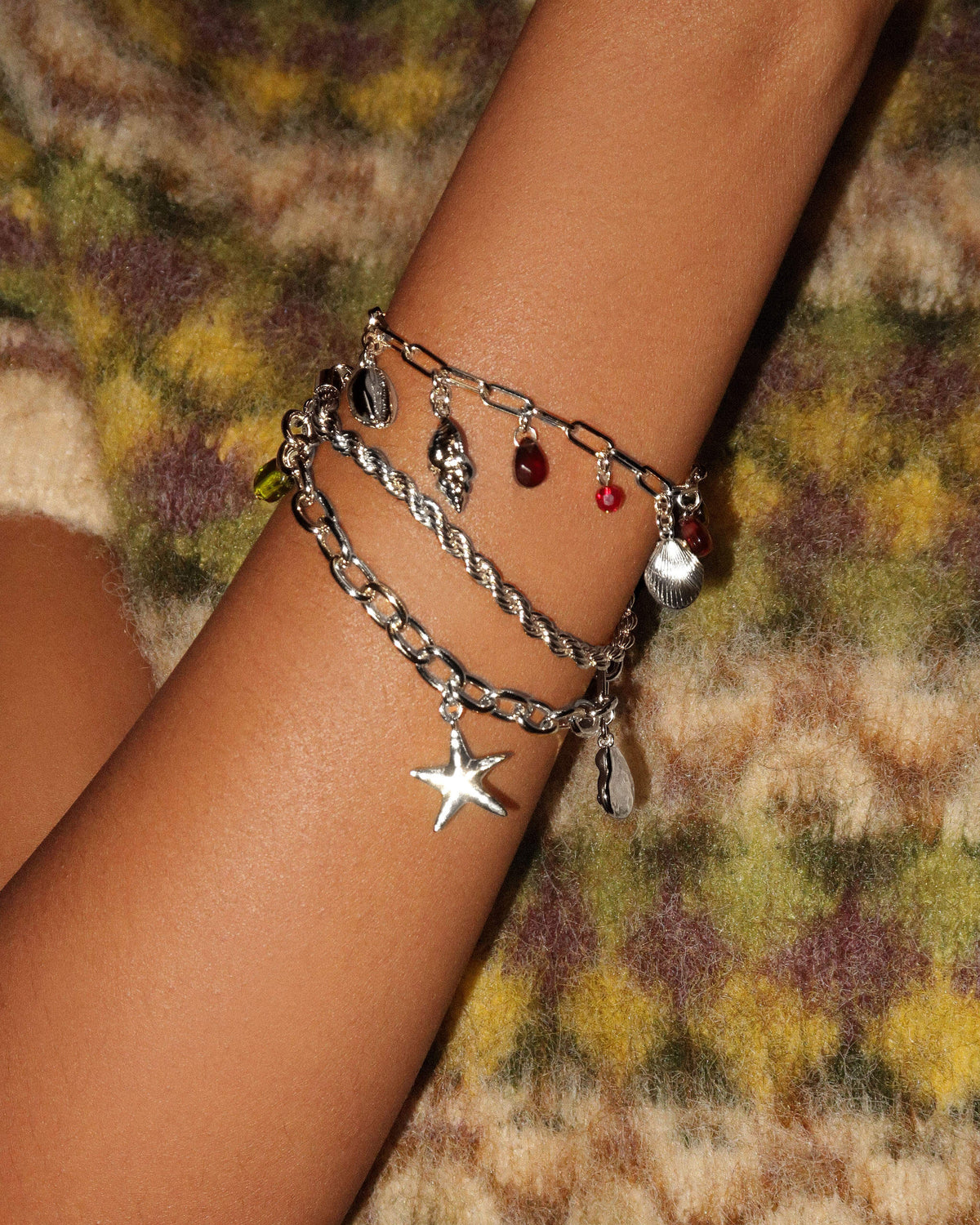 Coral Dancer Charm Bracelet in Silver