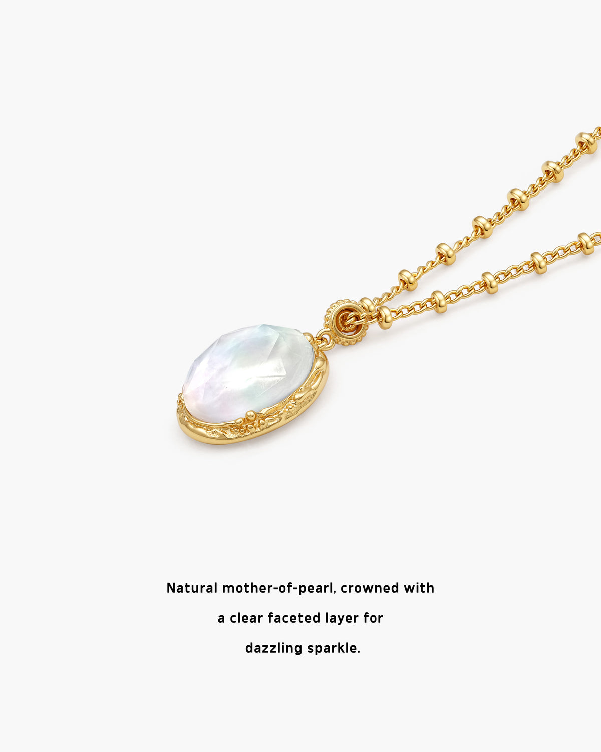 Crystal Cut Mother of Pearl Necklace - en route jewelry