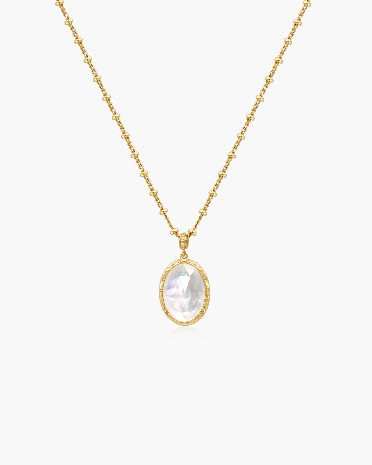 Crystal Cut Mother of Pearl Necklace - en route jewelry