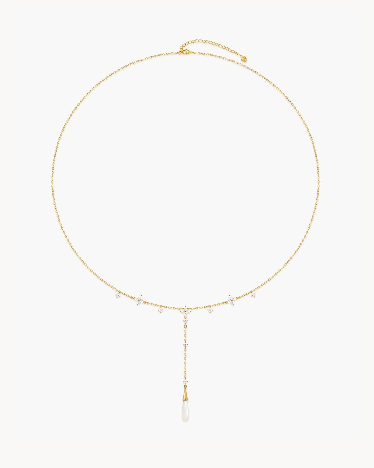 Fleur Mother of Pearl Lariat Necklace - en route jewelry