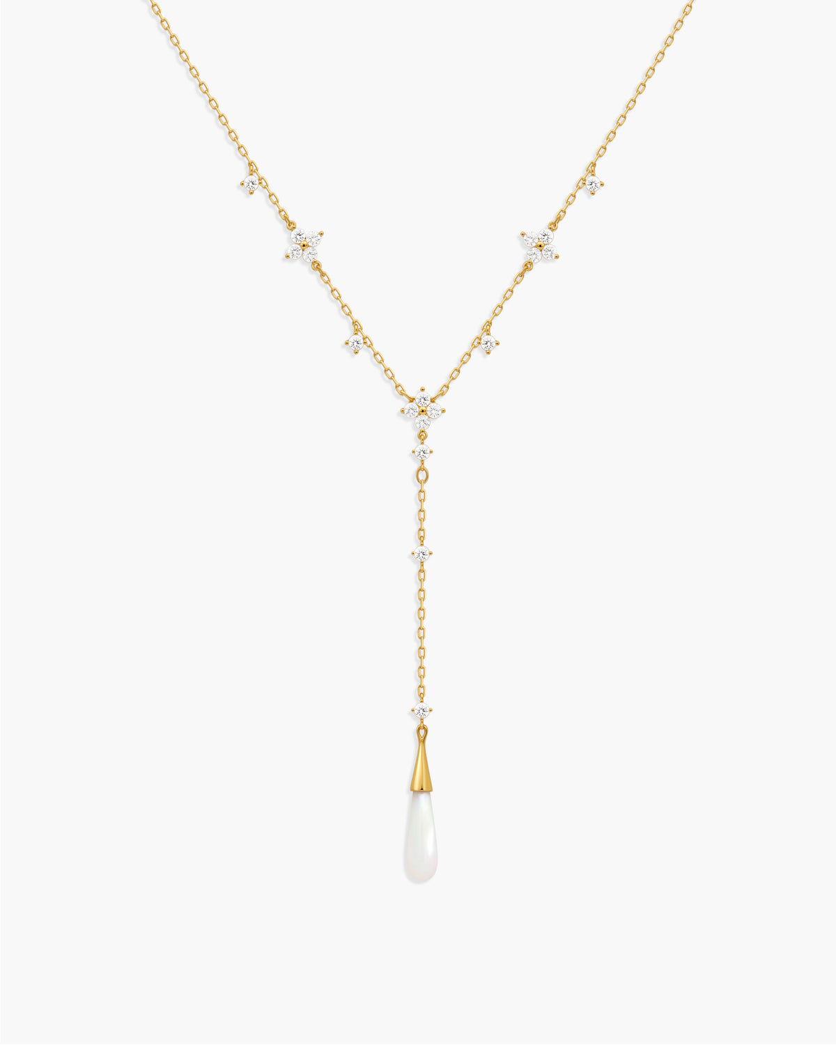 Fleur Mother of Pearl Lariat Necklace - en route jewelry