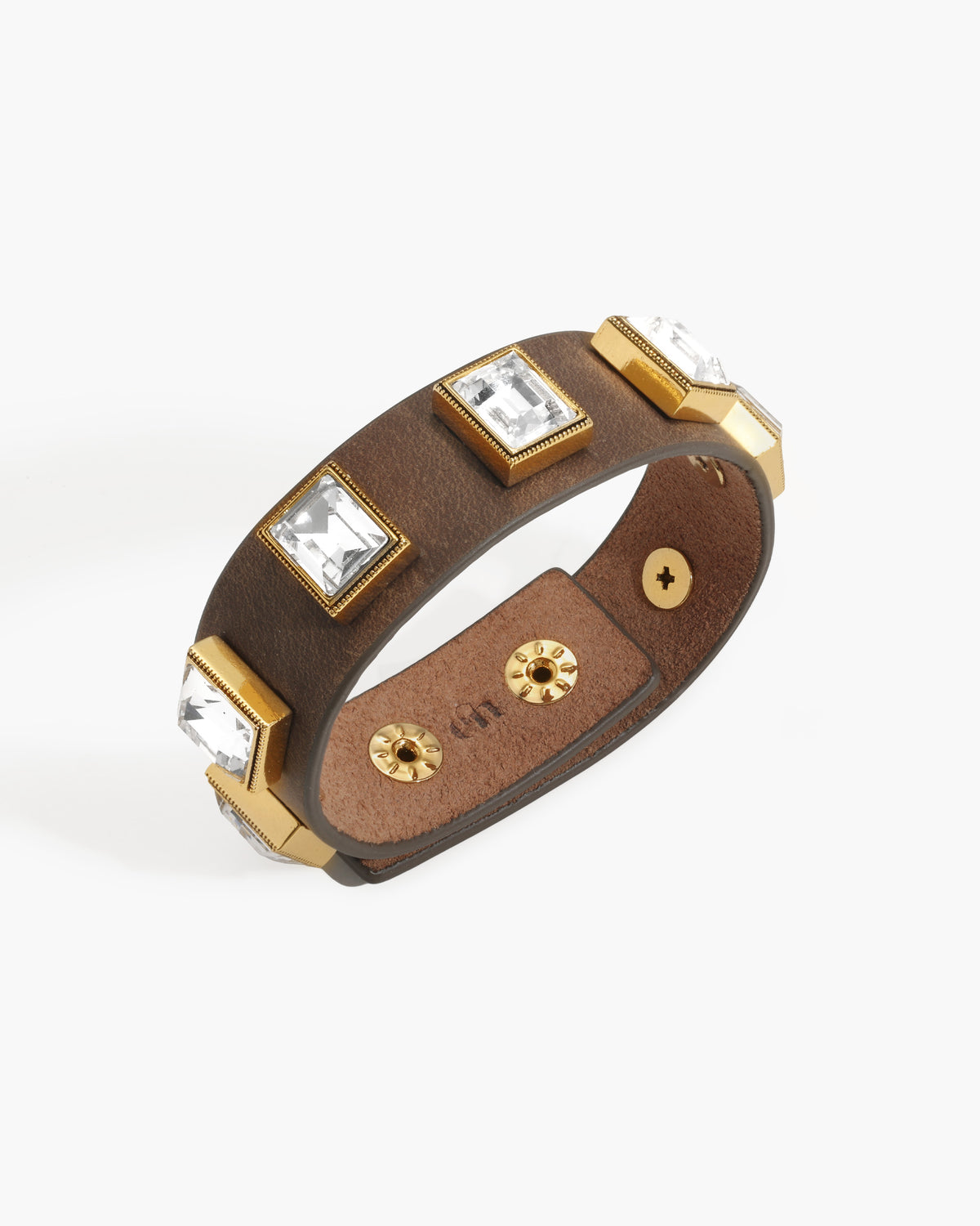 Crystal Studded Leather Wristband
