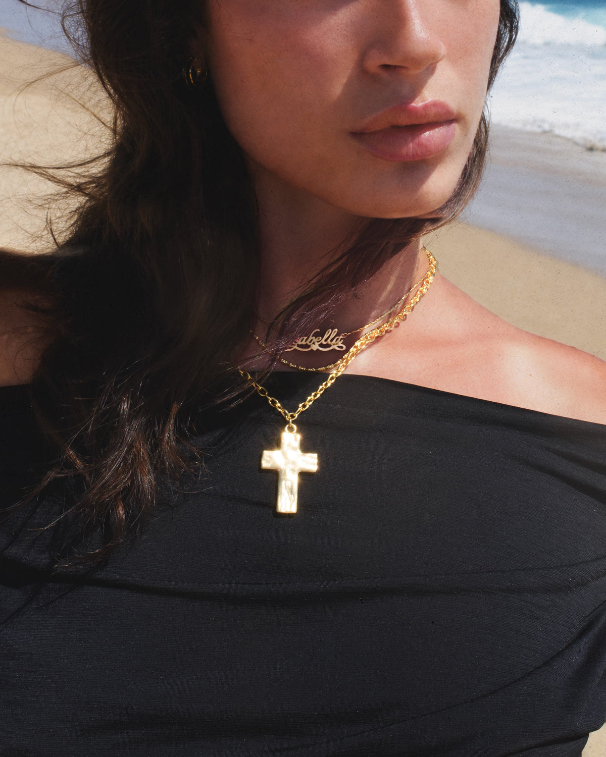 Collier avec pendentif croix en or