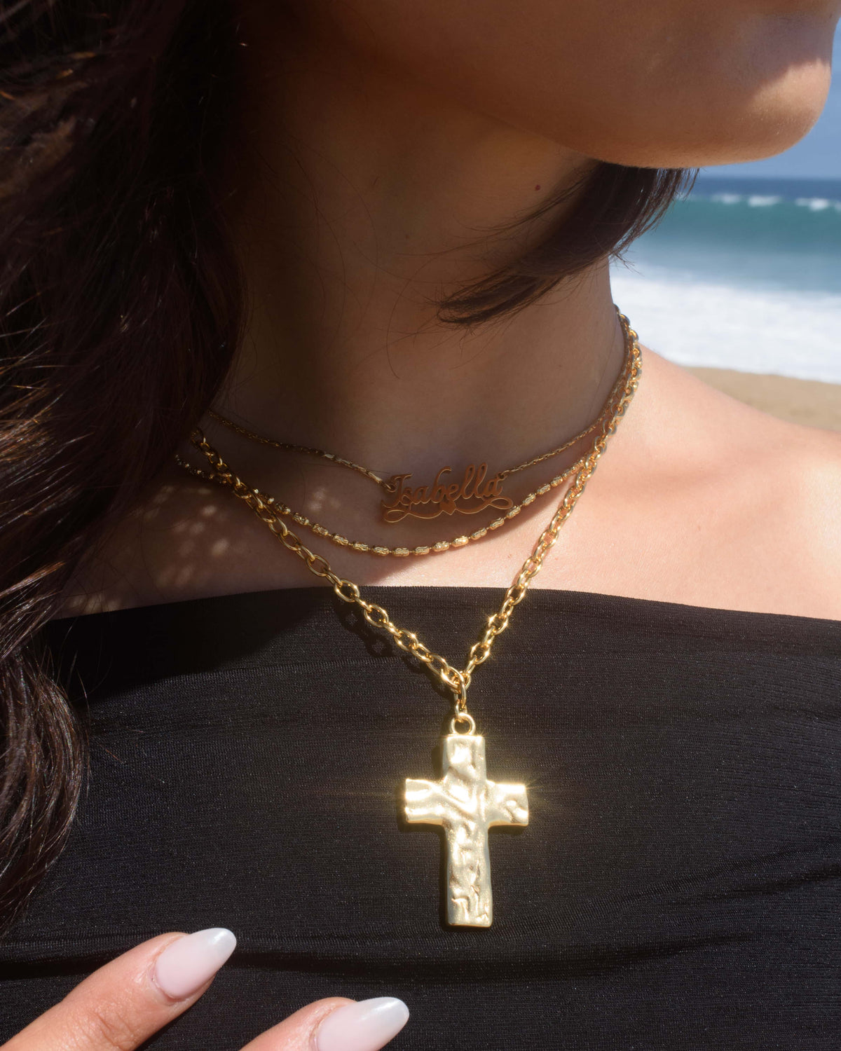 Collier avec pendentif croix en or