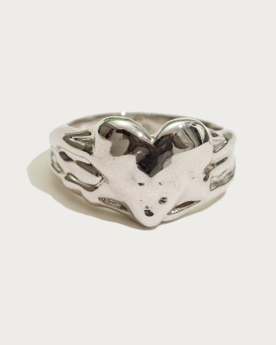 Melted Heart Anillo Silver