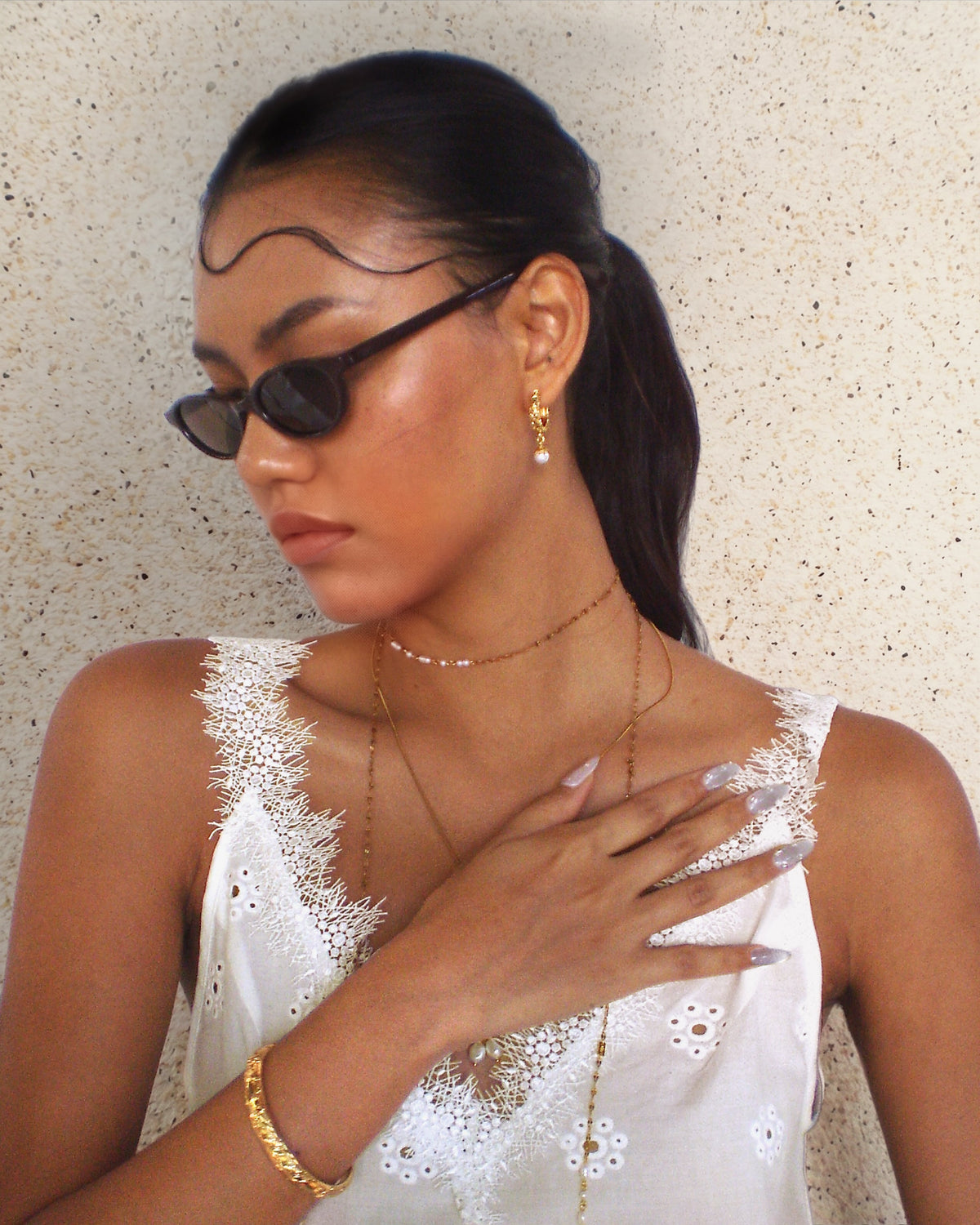 Serenade of Orchid Pearl Hoops in Gold - en route jewelry