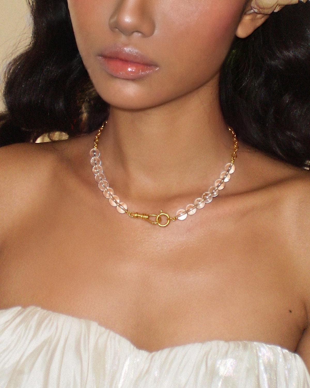 Clear Quartz Beaded Necklace - en route jewelry