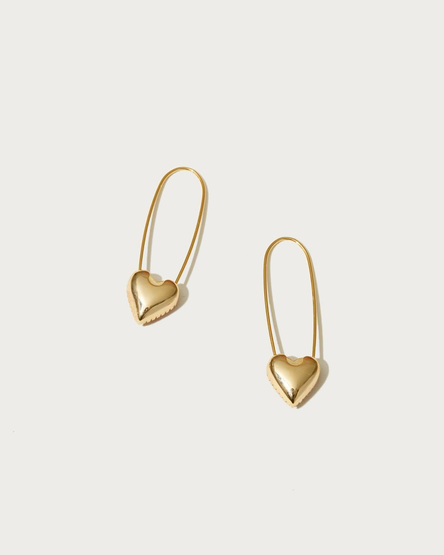 Pink Heart Safety Pin Earrings